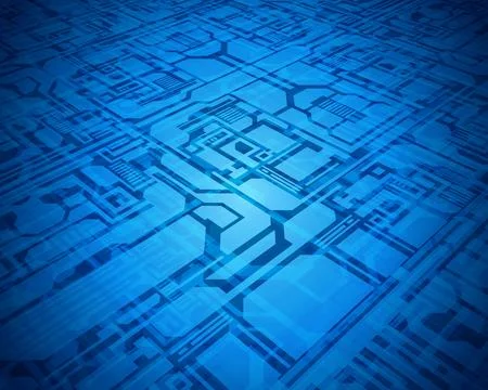 Blue Circuit Board Pattern With Abstract Design Illustrazione stock