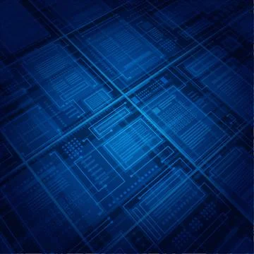 Blue Circuit Board Pattern With Abstract Design Stock Illustration
