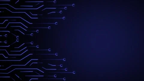 Blue circuit board pattern glowing on left side area. Hardware motherboard .. Stock Footage 340528423