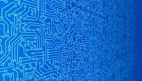 Blue circuit board pattern texture. High-tech background in digital computer  Stock Illustration