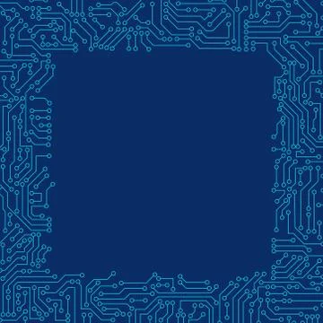 Blue circuit board pattern texture. High-tech background in digital computer  Illustrazione stock