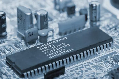 Blue circuit board Foto stock
