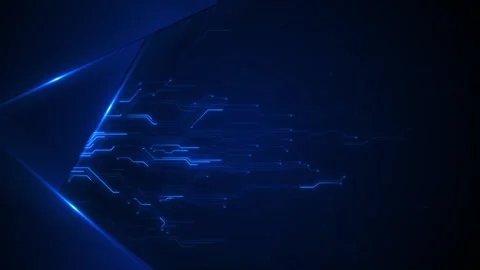 Blue circuit board technology background glowing electronic traces, dark Stock Footage 334119814
