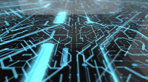 Blue Circuit board technology engineering design of digital computer network  Stock Illustration