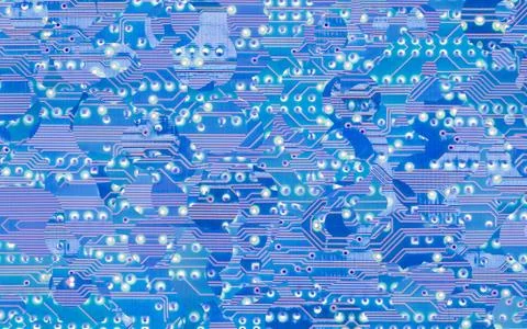 Blue circuit board texture closeup Stock Photos