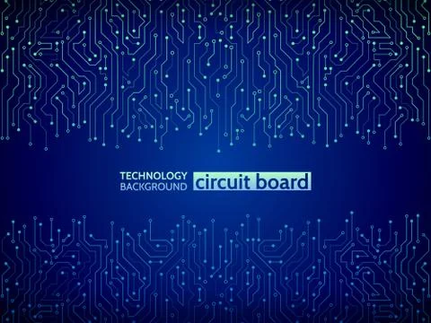Blue circuit board vector illustration. Stock Illustration