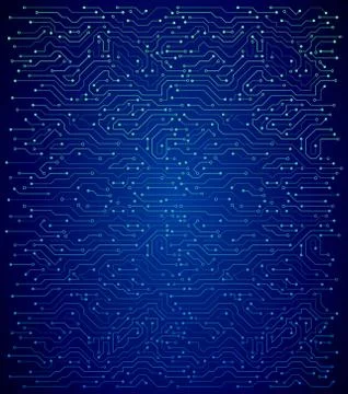 Blue circuit board vector illustration. Stock Illustration