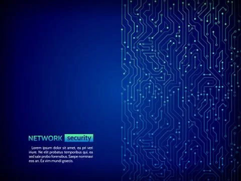 Blue circuit board vector illustration. Stock Illustration