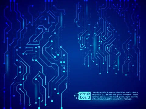 Blue circuit board vector illustration. Stockillustratie