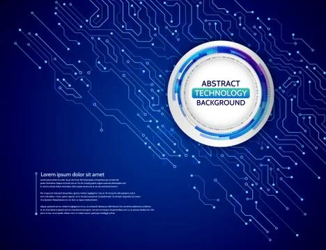 Blue circuit board vector illustration. Stock Illustration