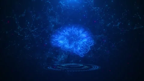 Blue Circuit Brain Artificial Intelligence Stock Footage 333852459