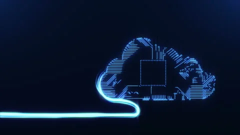 Blue Circuit Cloud Computing Video stock 87459534