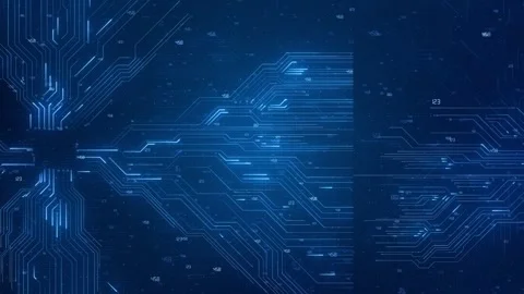 Blue circuit data background electronic pathways, small numbers, dotted matrix, Stock Footage 333979136