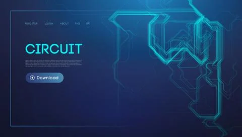 Blue circuit design for technology background Illustrazione stock