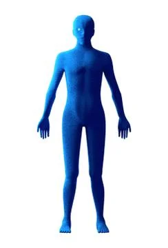 Blue circuit human with binary code isolated on white background. Artificial  Stock Illustration