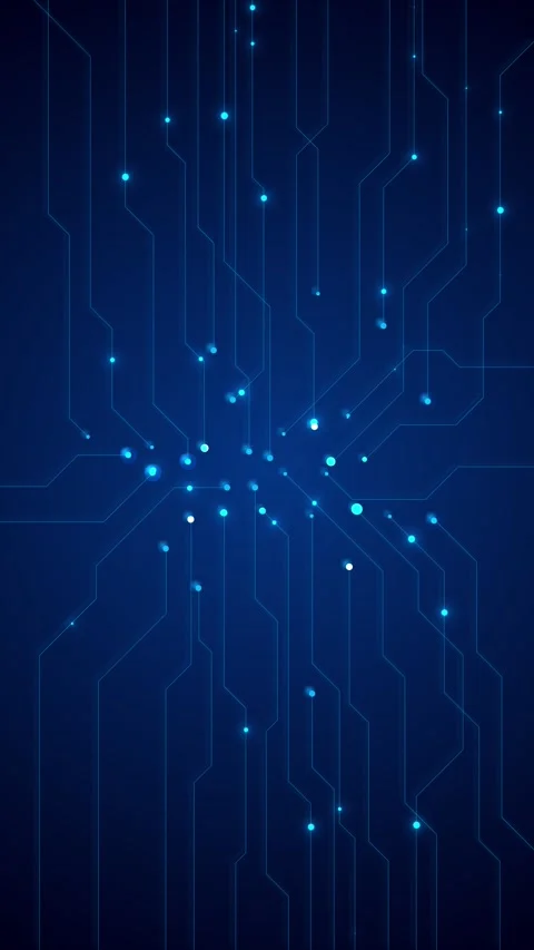 Blue Circuit Network Lines with Glowing Data Nodes Video stock 341364768