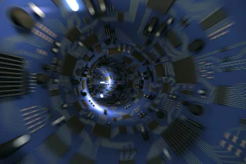 Blue Circuit Tunnel Stock Footage 10817606
