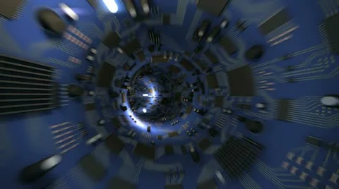 Blue Circuit Tunnel Stock Footage 10817622