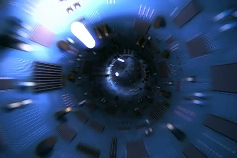 Blue Circuit Tunnel Stock Footage 10817935