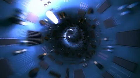 Blue Circuit Tunnel Stock Footage 10817994
