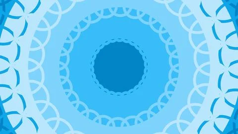 Blue circular abstract design with concentric rings and decorative lace-like  Illustrazione stock