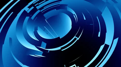 Blue Circular Bands :: Modern Tech Background Stock Footage 26146073