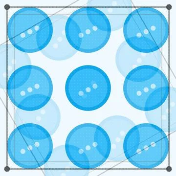 Blue circular buttons with white dots arranged in grid pattern on transpare.. Stock Illustration