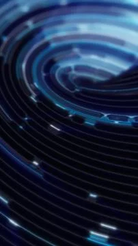 Blue circular circuit pattern with glowing digital rings, futuristic techno.. Stock Illustration