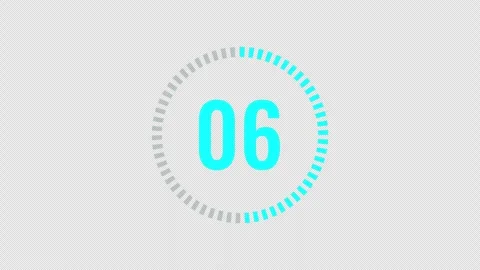 Blue Circular Countdown Timer 10 Seconds Neon Progress Ring Alpha 4K Stock Footage 334980345