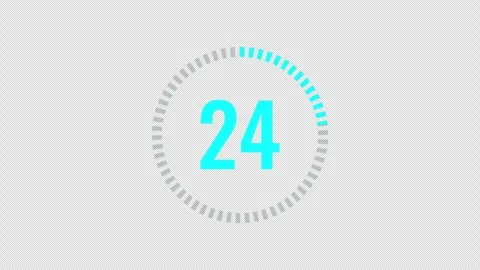 Blue Circular Countdown Timer 30 Seconds Neon Progress Ring Alpha 4K Stock Footage 334981781