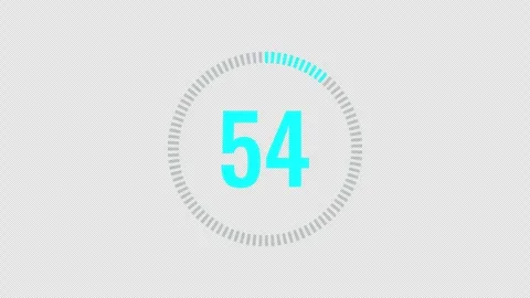 Blue Circular Countdown Timer 60 Seconds Neon Progress Ring Alpha 4K Stock Footage 334991853