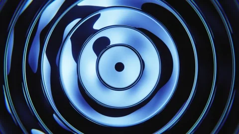 Blue circular glass loop background with neon concentric reflections. Stock Footage 347807673