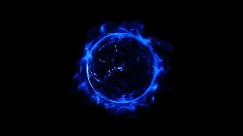 Blue circular glowing light ring sparkle powerful effect dust explosion Stock Illustration