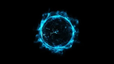Blue circular glowing light ring sparkle powerful effect dust explosion Stock Illustration