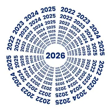 Blue Circular Graphic Displaying Years 2022 to 2026 in Concentric Rings Ilustração Stock