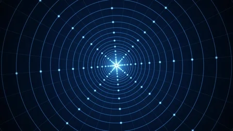 Blue Circular Grid Tunnel Zoom Endless Wireframe Portal Loop Stock Footage 340786822