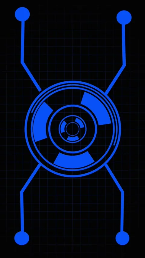 Blue circular HUD with grid in high tech display effect. Blue circular HUD .. Stock Footage 344843701