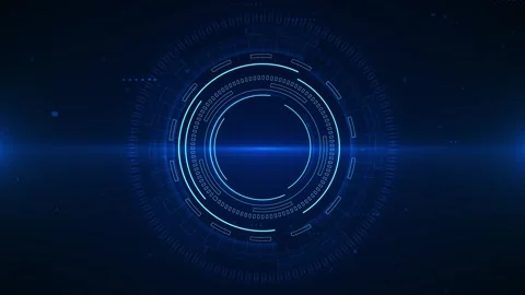 Blue circular HUD interface background cyan rings, technical marks, grid texture Stock Footage 340452280