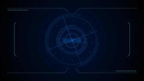 Blue circular HUD interface background glowing rings, cyan brackets, futuristic Stock Footage 340454170