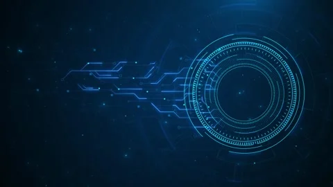 Blue Circular Interface Technology Background Stock Footage 340409334