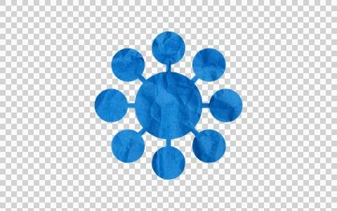 Blue circular network diagram icon with radial connections イラスト素材