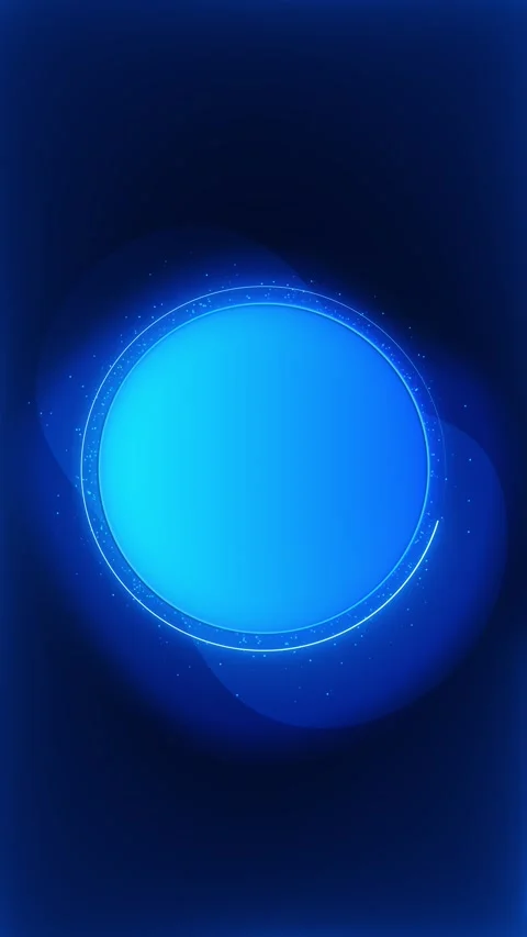 Blue circular orb interface glowing ring, tiny particle accents, and smooth dark Stock Footage 340479686