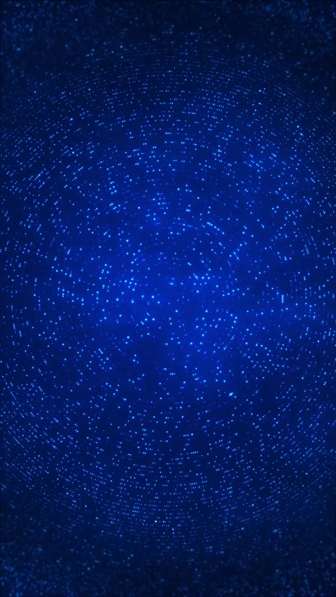 Blue circular particle sphere thousands of glowing dots, spiral depth, and dark Stock Footage 340526915
