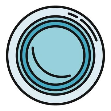 Blue circular plate top view flat icon Stock Illustration