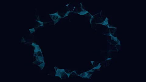 Blue circular plexus structure revolving and flying round on blue background Vidéo 267008683