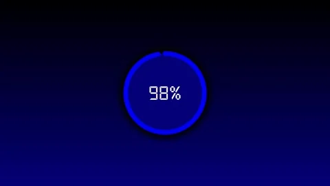 Blue circular progress bar at 49 percent status. Circular progress bar symb.. Stock Footage 337816461