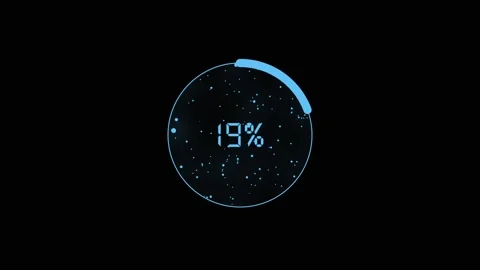 Blue circular progress bar with particles. Circular progress bar symbol for.. Stock Footage 337816122