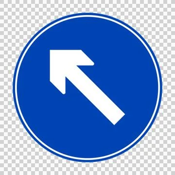 Blue circular sign with white diagonal arrow pointing up-left Stock Illustration