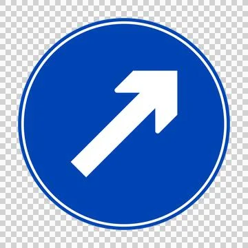 Blue circular sign with white diagonal arrow pointing up-right Stock Illustration