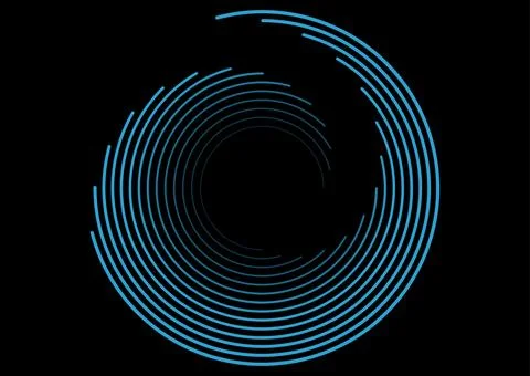 Blue circular spiral lines abstract futuristic tech background 스톡 일러스트